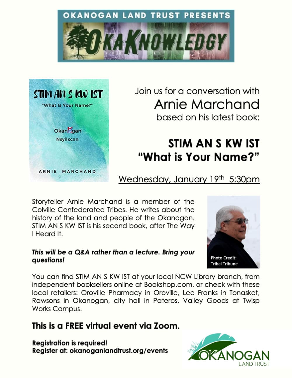 Join OkaKnowledgy: ARNIE MARCHAND “WHAT IS YOUR NAME?” Jan 19