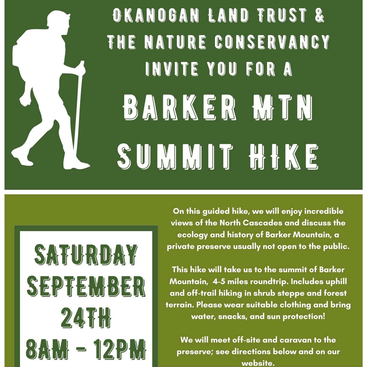 Barker Mtn Summit Hike! Saturday, Sept. 24